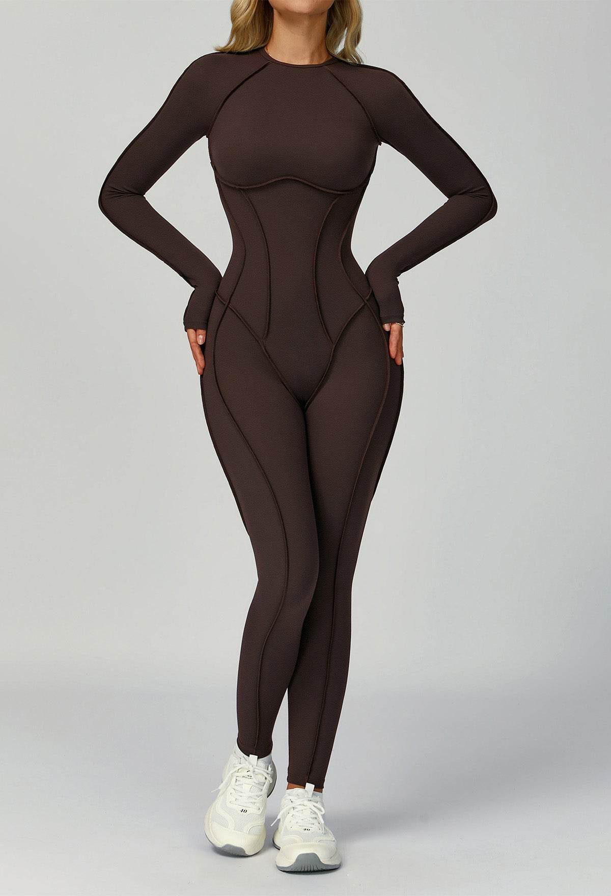 Long Sleeve Backless Yoga One Piece Jumpsuits -
