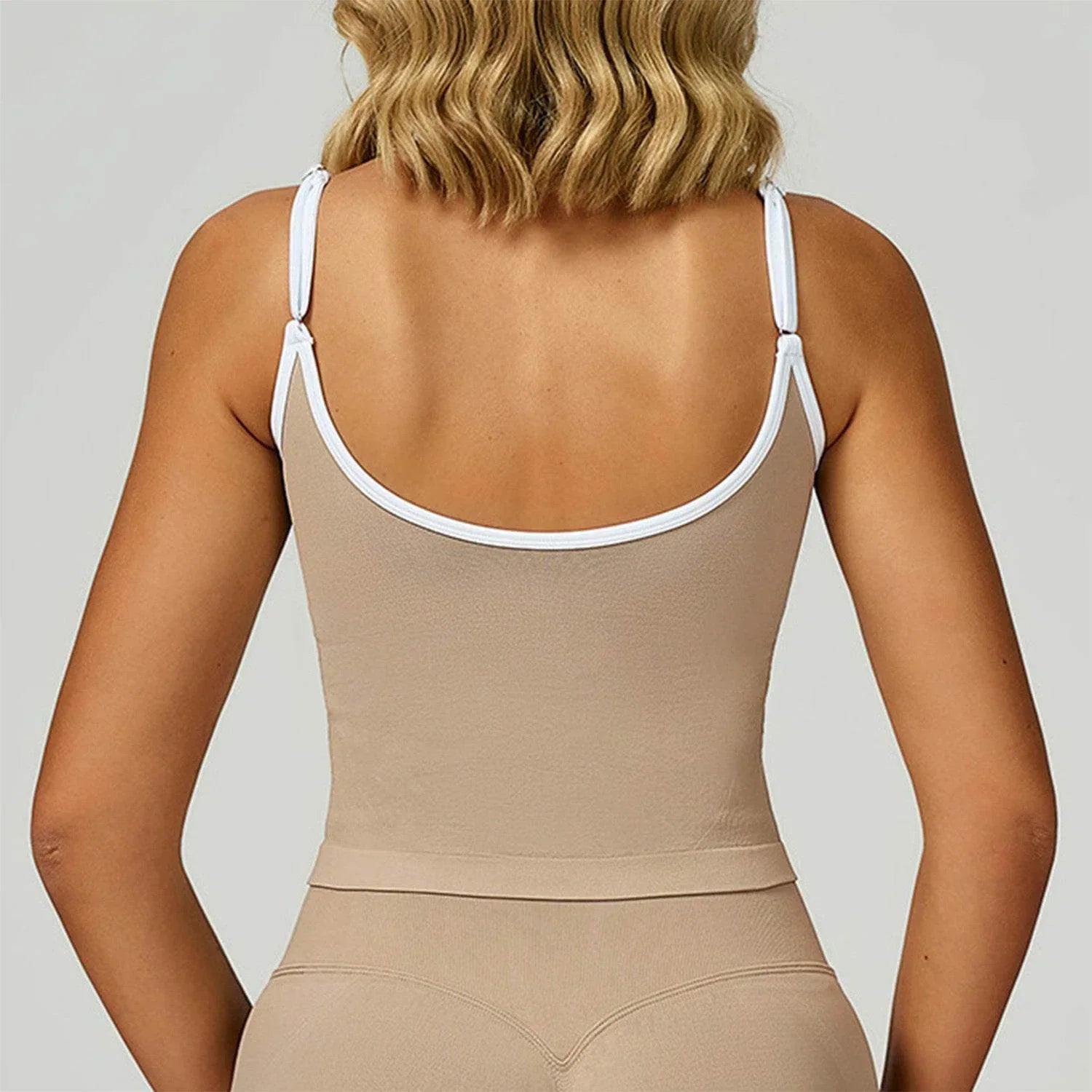Color Block Sports Tank Top with Built in Bra -