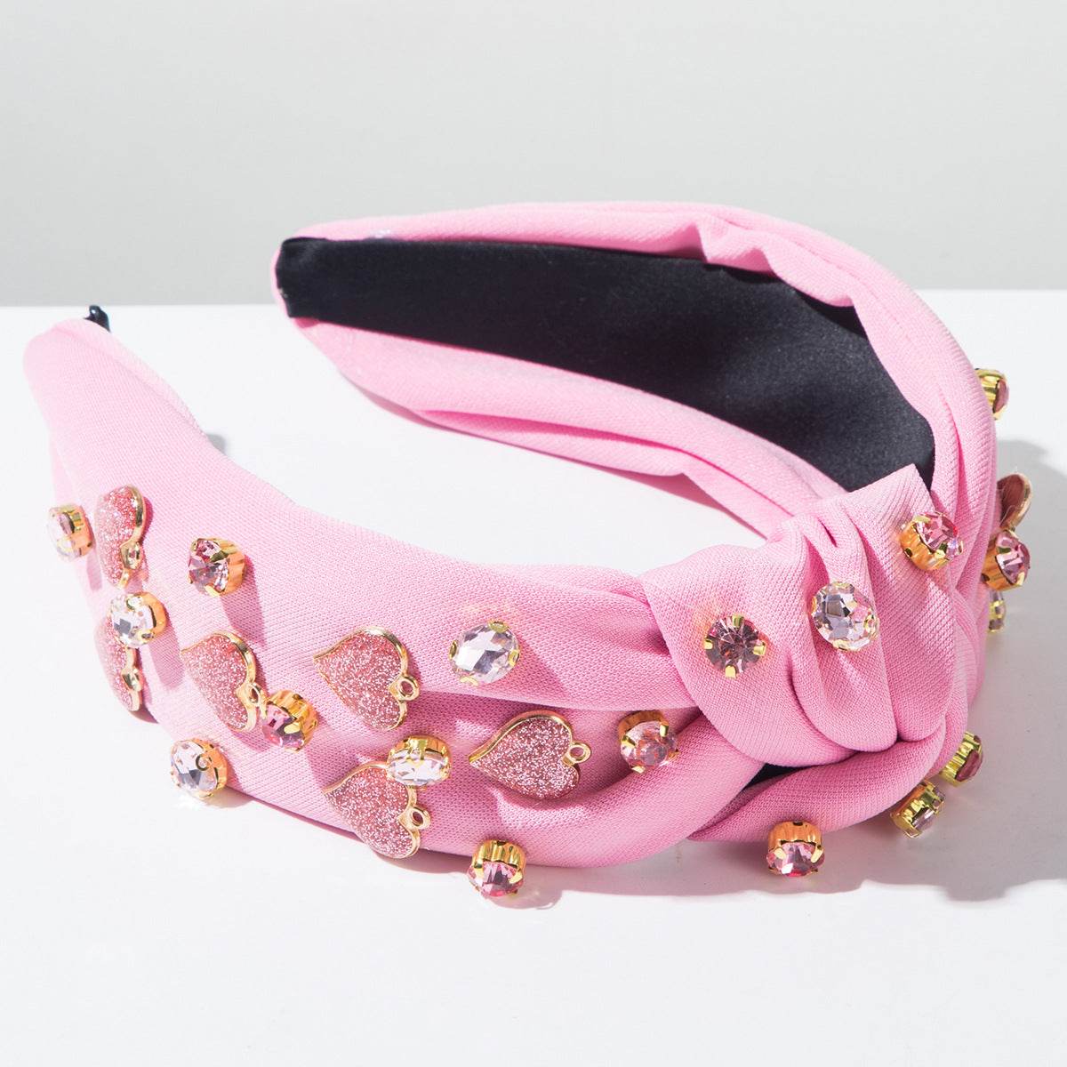 Wide Top Knot Headband With Love Heart