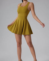 One Piece Sleeveless Tennis Dress With Shorts