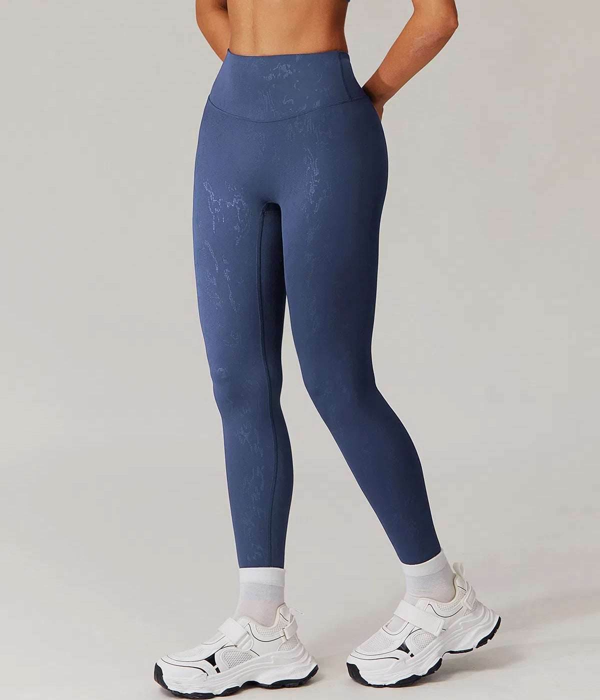 High Waist Yoga Leggings With Gold Blocking Pattern