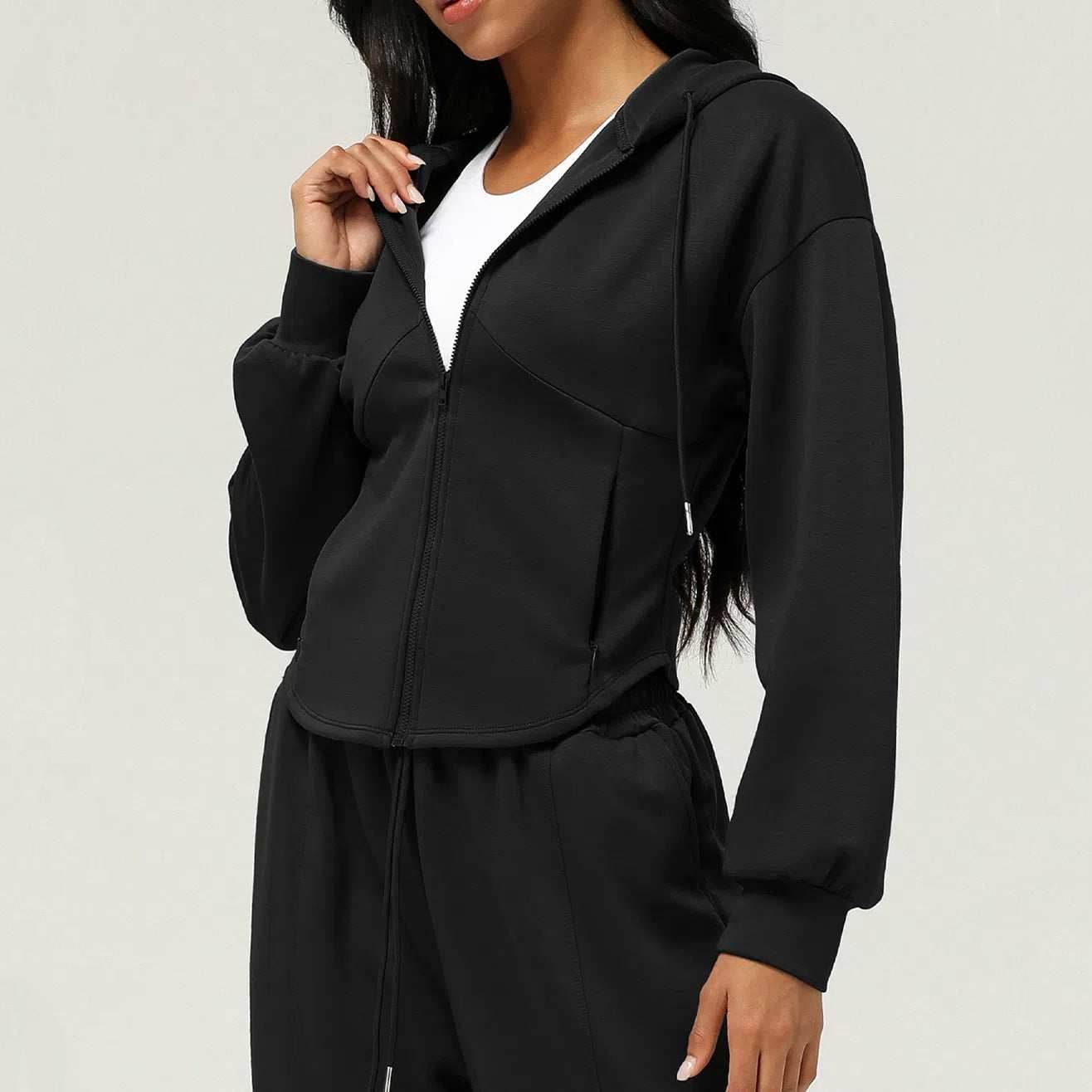 Long Sleeve Sports Coat With Hoodie