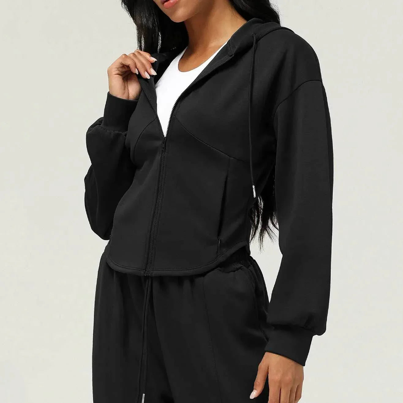 Long Sleeve Sports Coat With Hoodie -