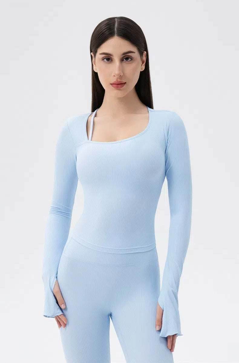 Long Sleeves Ribbed Yoga T-Shirt