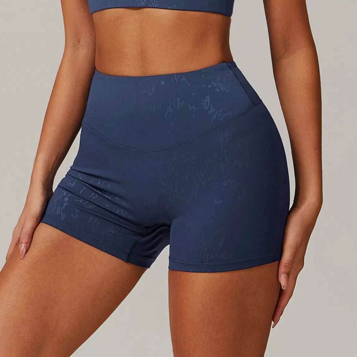 High Waist Yoga Short With Gold Blocking Pattern