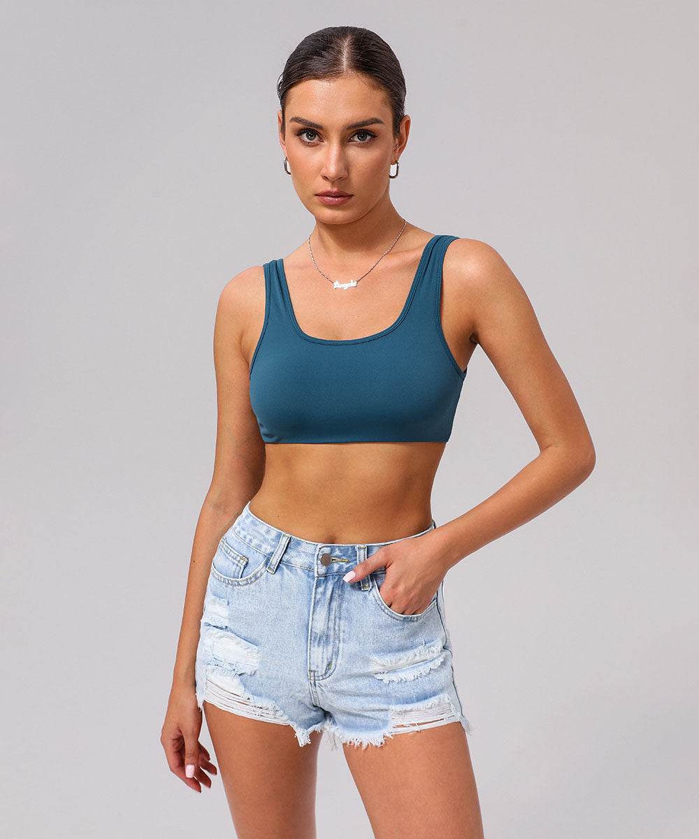 U Back Sports Bra with Built in Chest Pads -