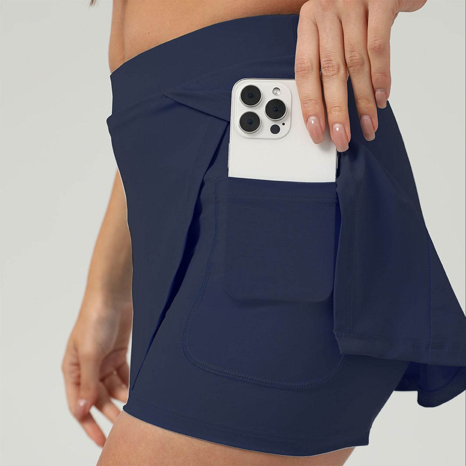 Side Slits Tennis Skirt with Shorts and Pockets