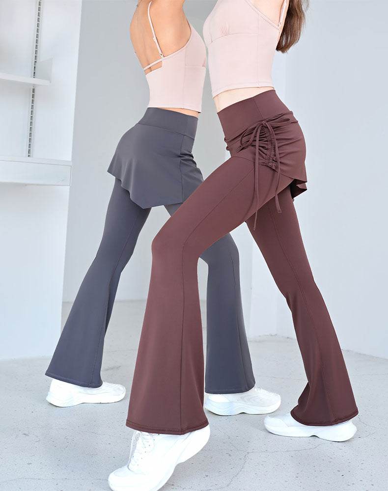 Fake Two Pieces Legging with Skirt Yoga Flared Pants