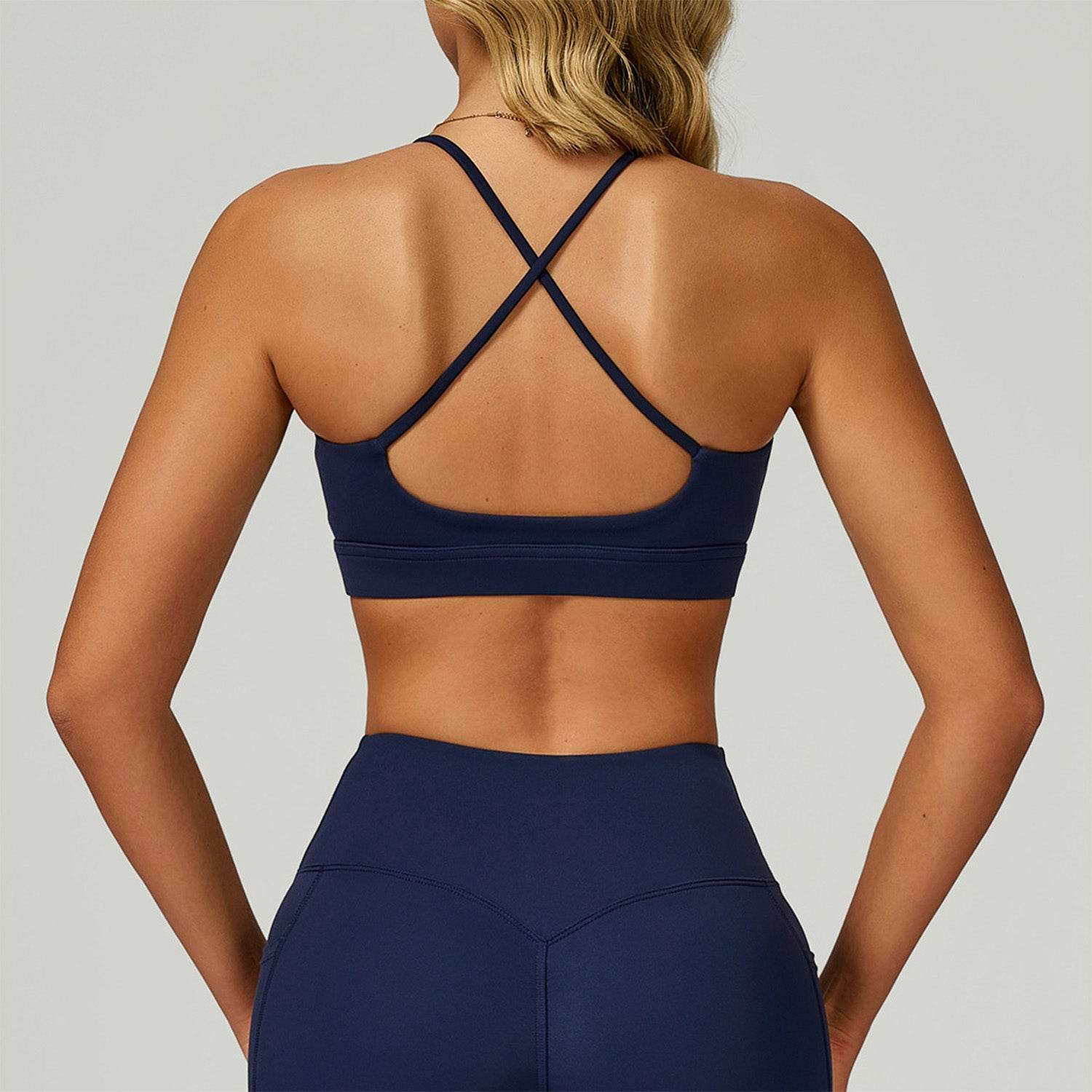 Cross Back Yoga Bra with Removable Chest Pad