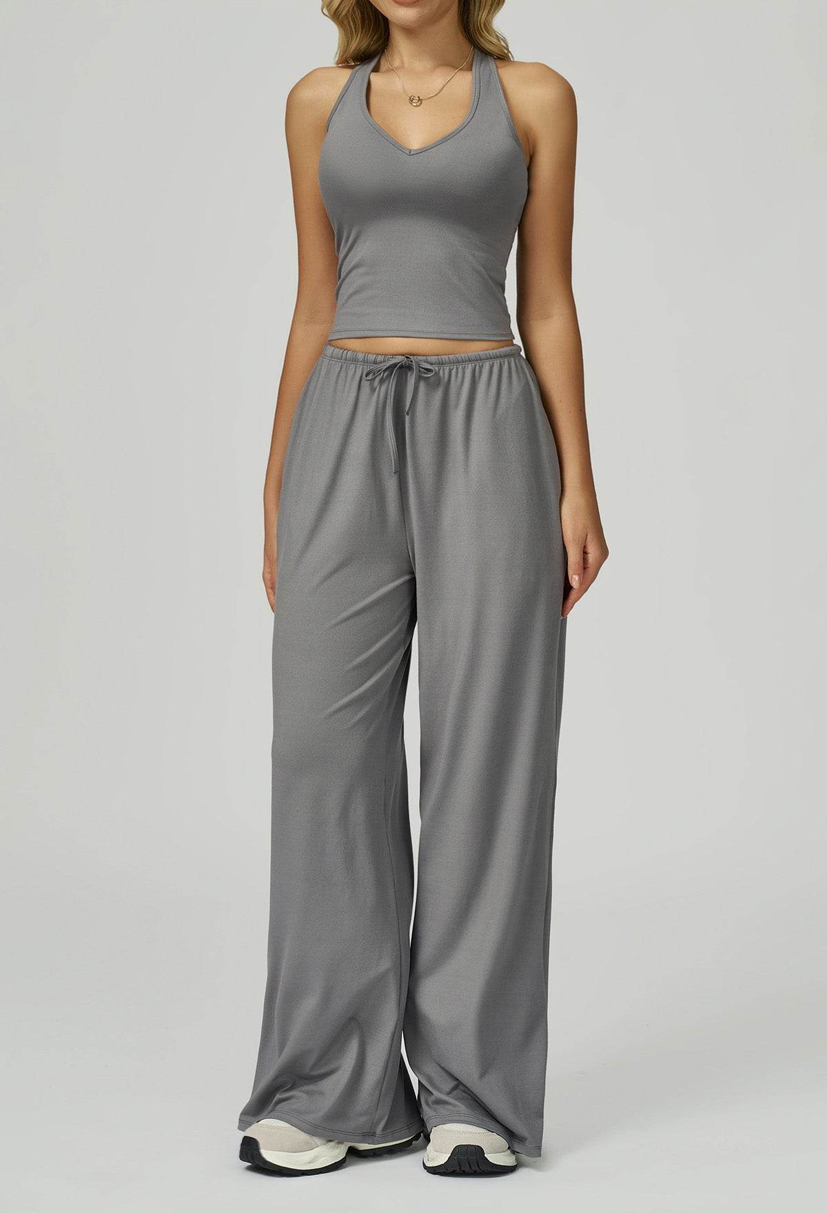 Activewear Wear with Tank Top and Wide Leg Lounge Pants -