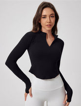 Slim Fit Fitness Zipper Jacket with Thumb Hole