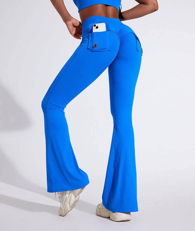 High Waist Yoga Flared Pant With Tooling Pocket