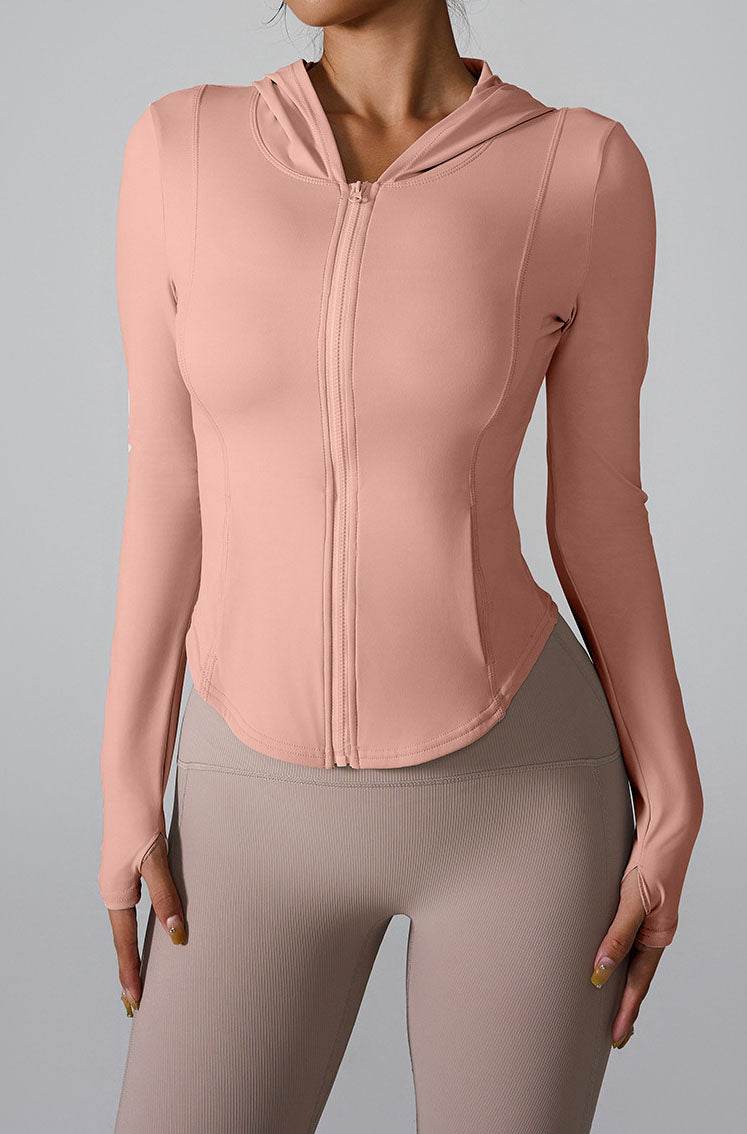 Athletic Hooded Coat Zipper Yoga Long sleeve Jacket