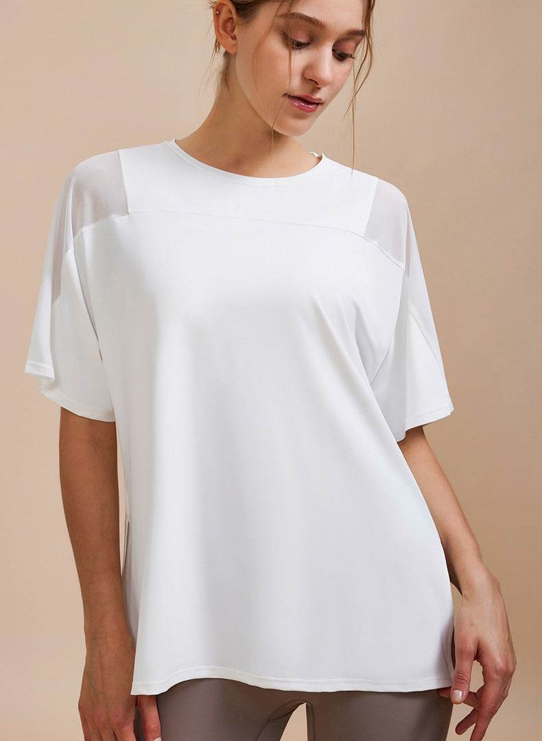 Mesh Splicing Short Sleeved Sports Loose T-Shirt