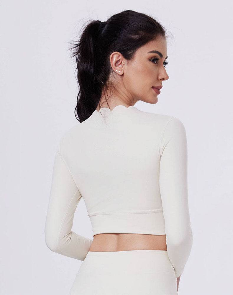 Shell Wave Edge Athletic Crop Top Long Sleeve T-Shirt