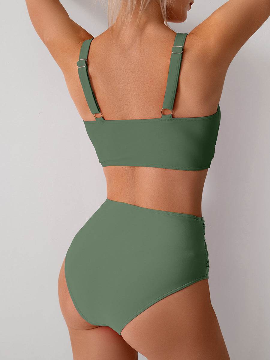 High Waisted Tummy Control Ruched Bikini Sets
