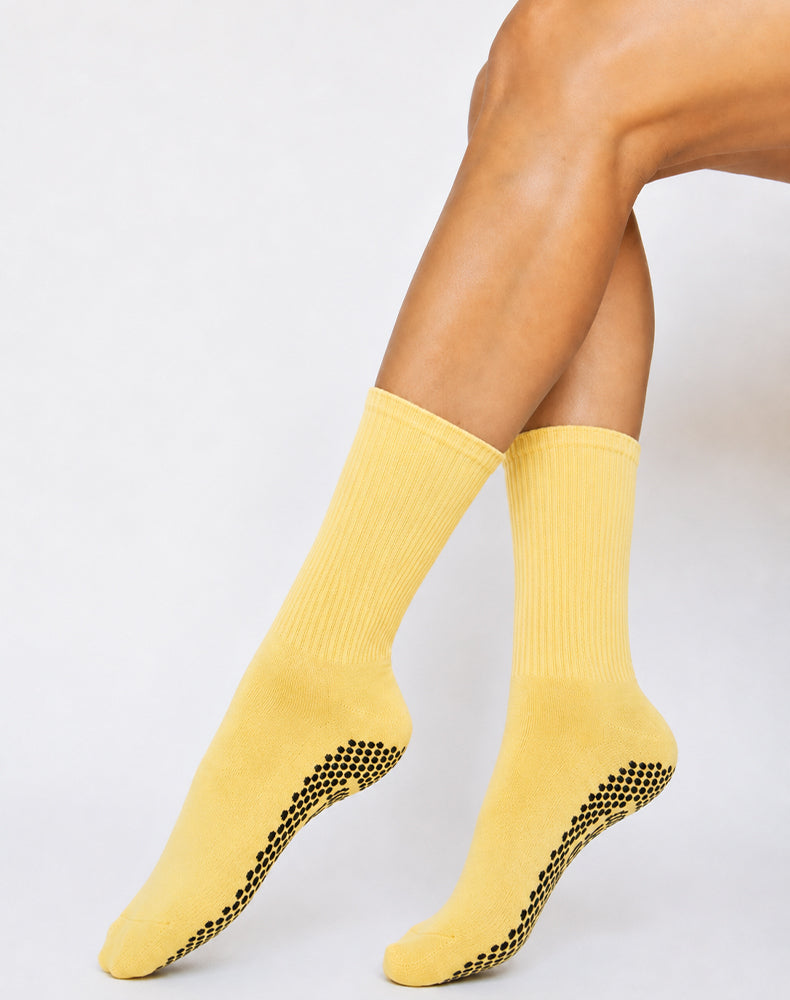 Pilates Yoga Crew Socks with Non Slip Grippers