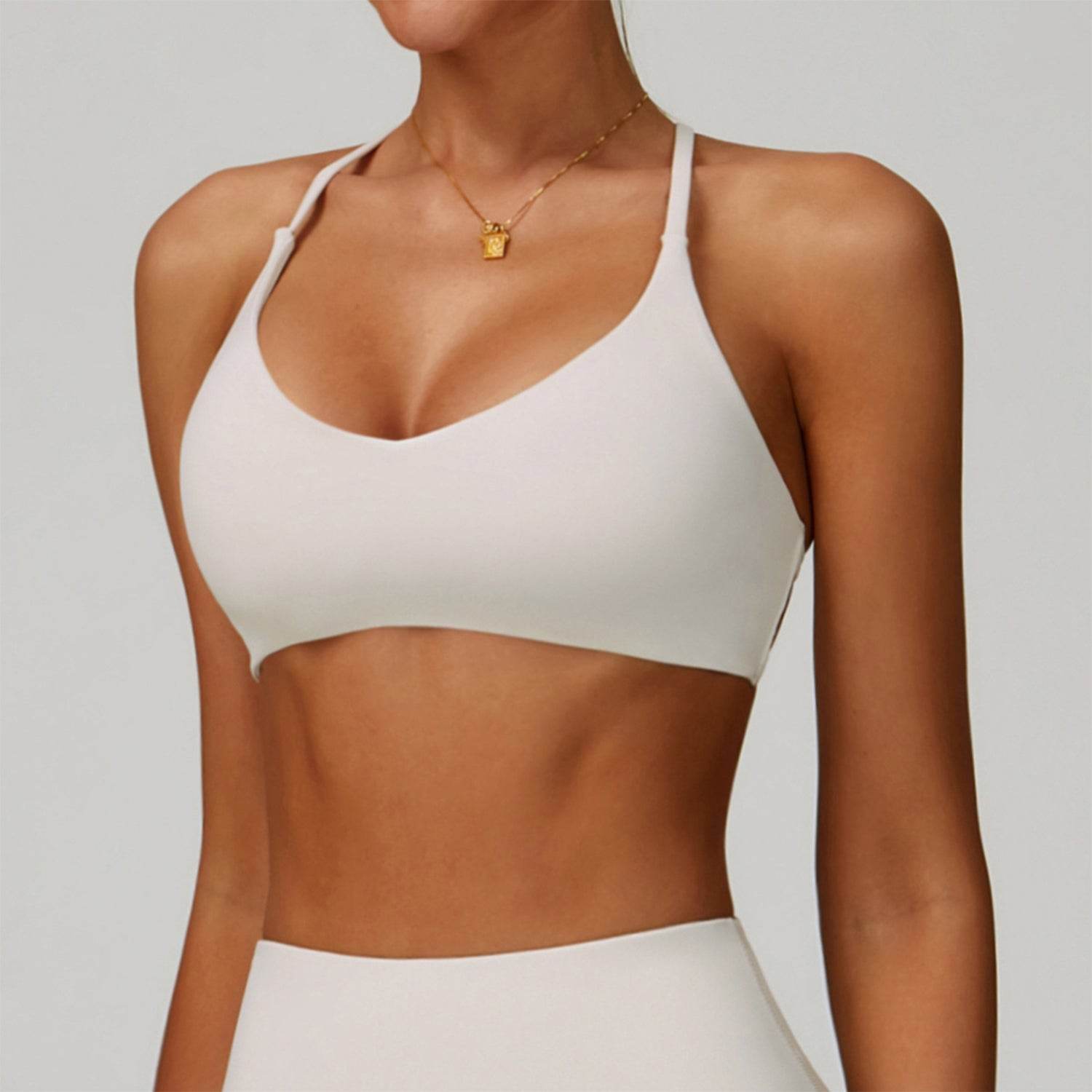 Spaghetti Straps Cross Back Sports Bra