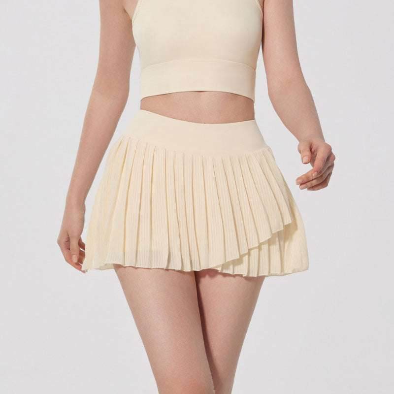 Fashion Solid Color Double Layer Tennis Skirt