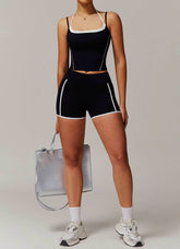 Activewear Set with Double Crossed Tank Tops and Short