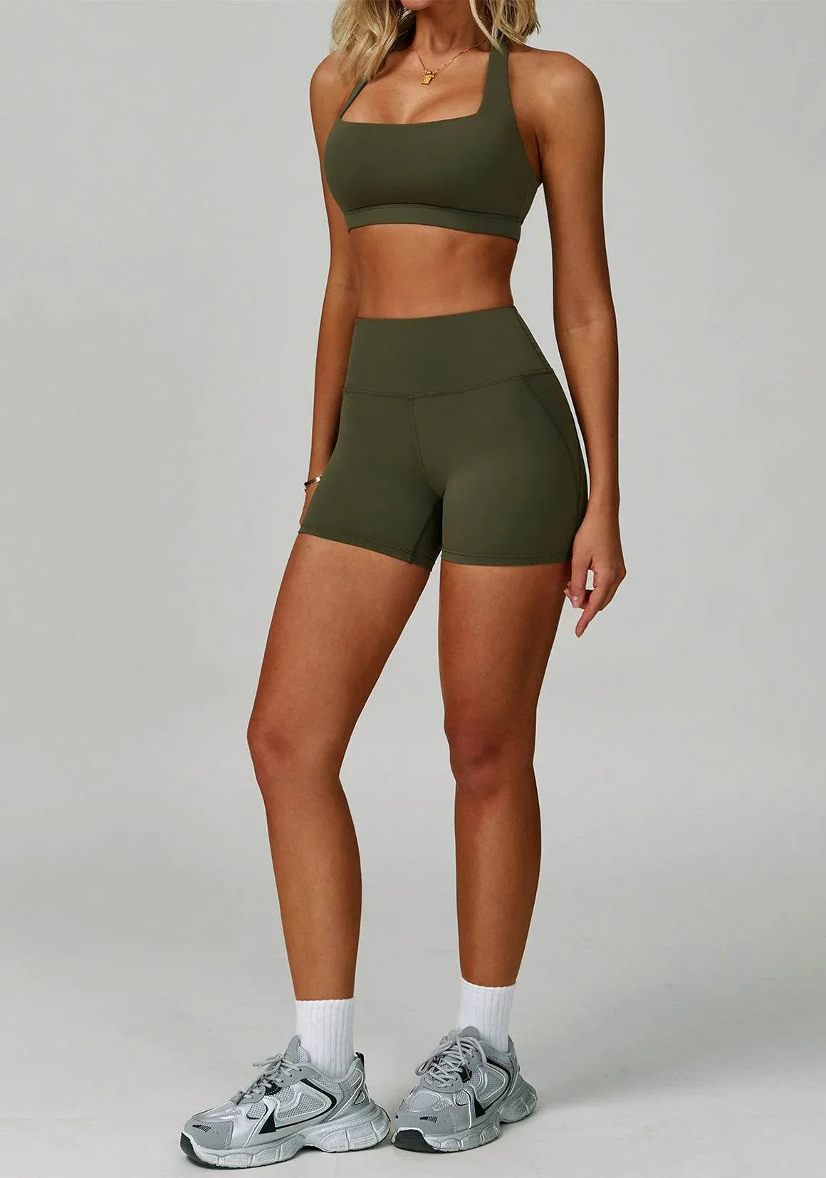Activewear Set with Halter Sports Bra and Short -