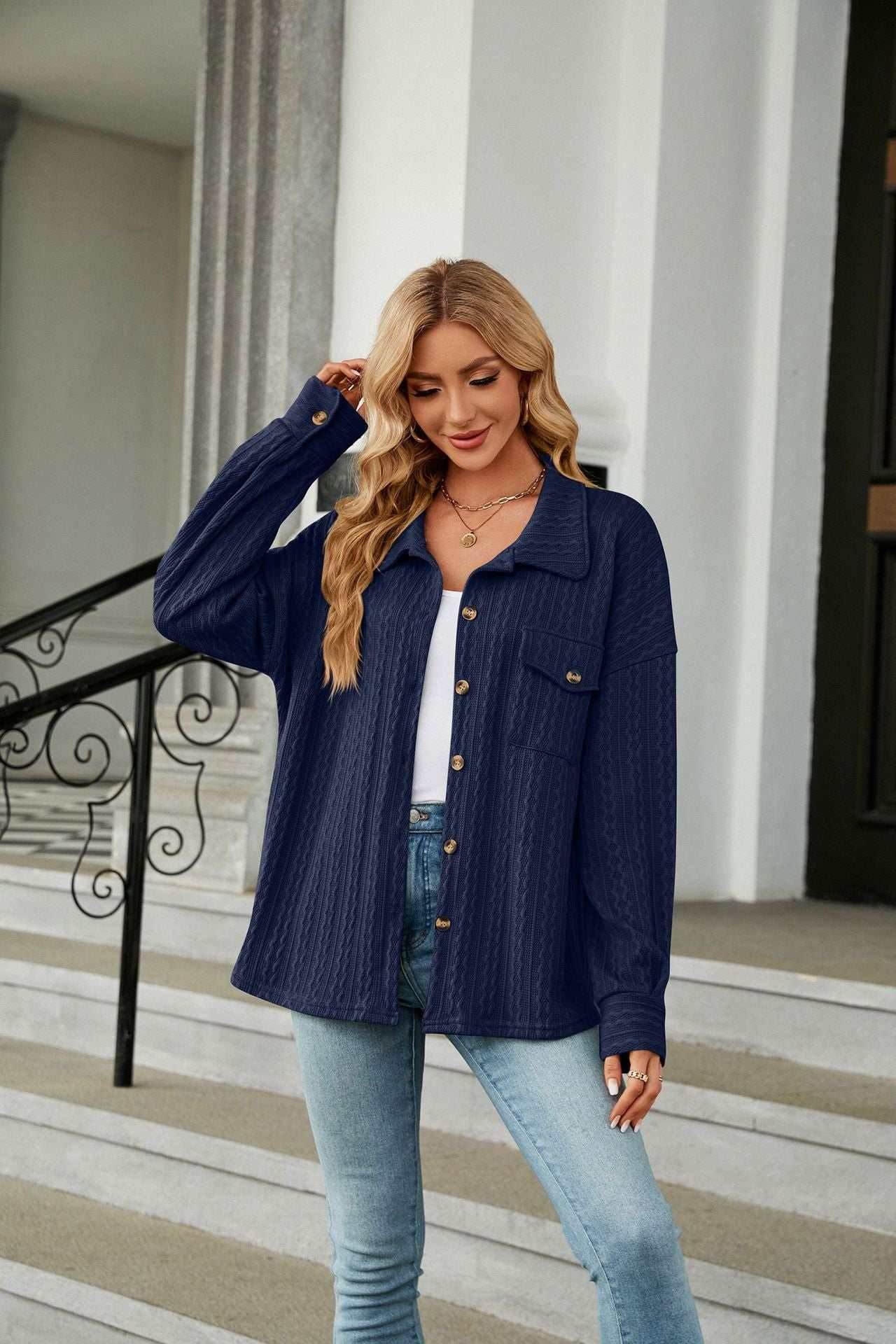 Casual Long Sleeve Button Down Shirt Coat