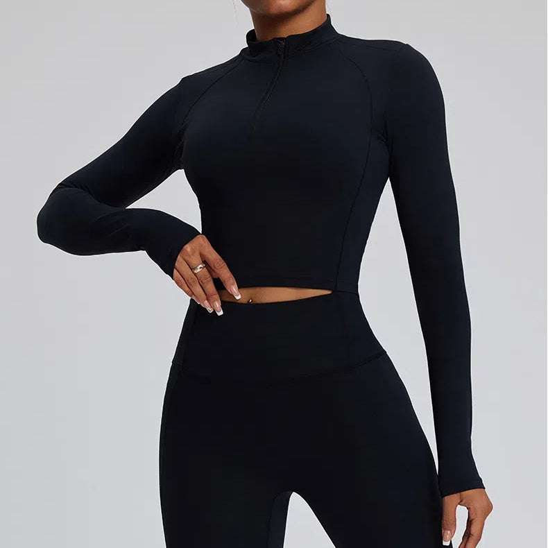 Long Sleeve Half Zip Yoga Jacket with Pocket | Stylish & Functional