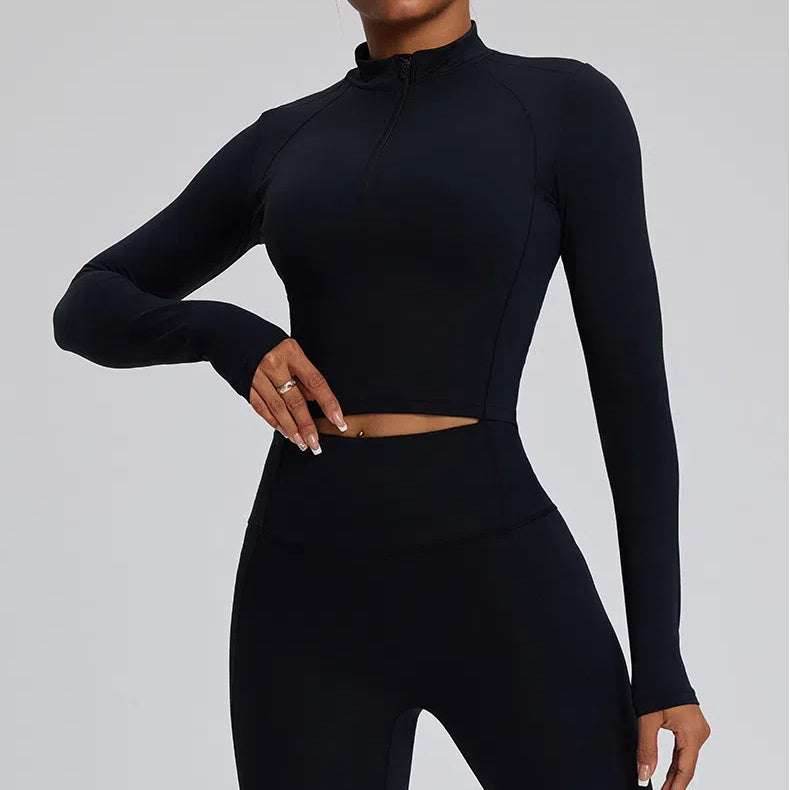 Long Sleeve Half Zip Yoga Jacket with Pocket