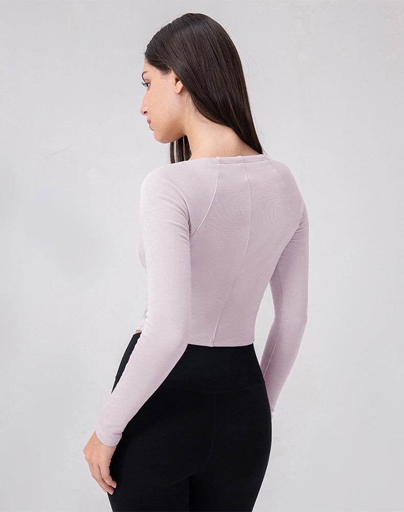 Zip Up Crop Tops Long Sleeve Casual Sweatshirt