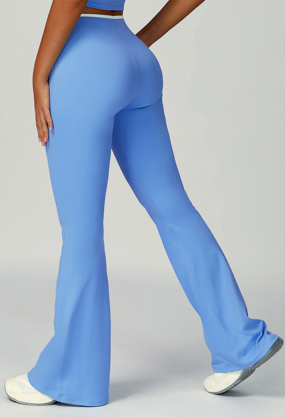 Color Block Flare Pants with Drawstring Waist