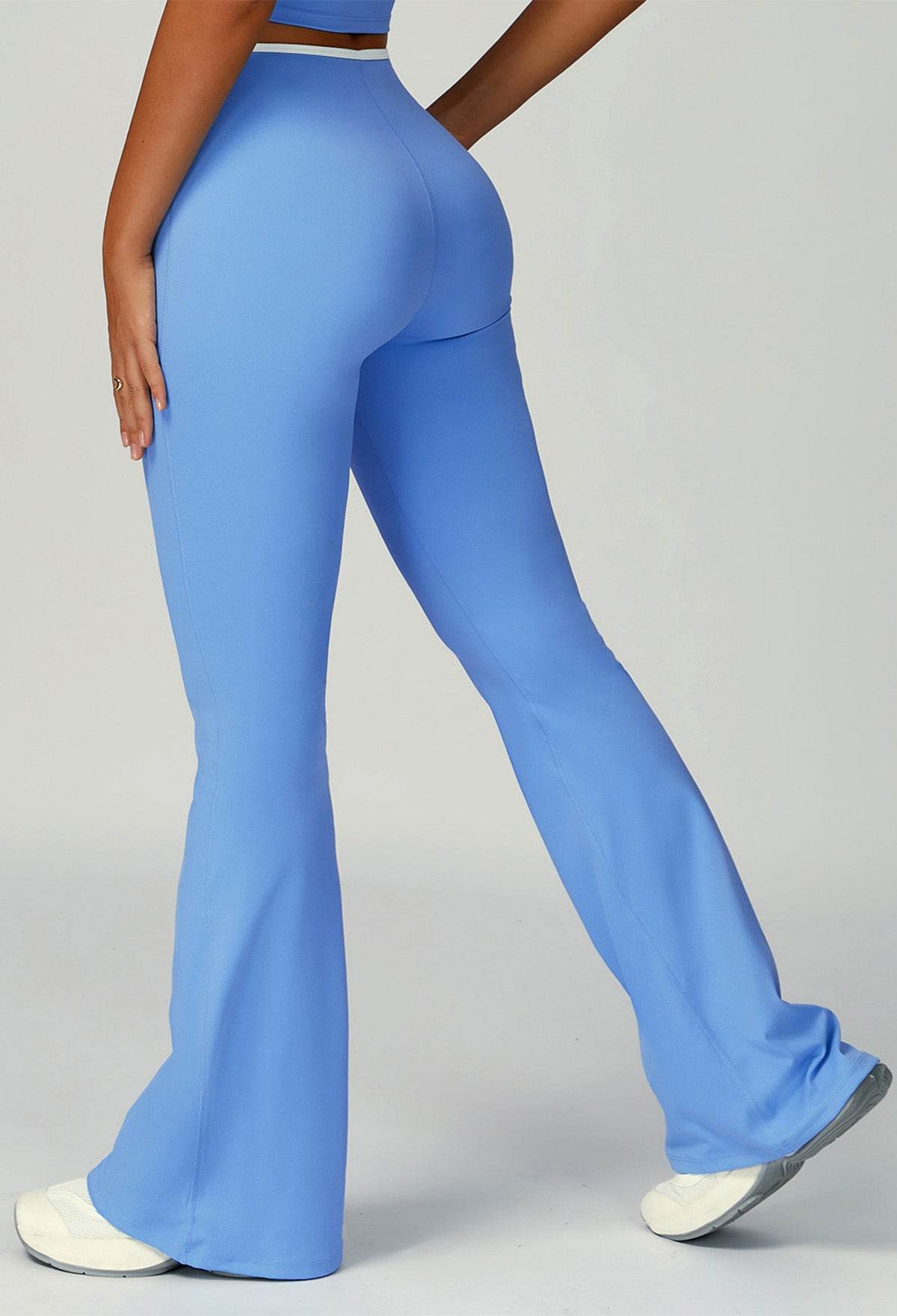Color Block Flare Pants with Drawstring Waist