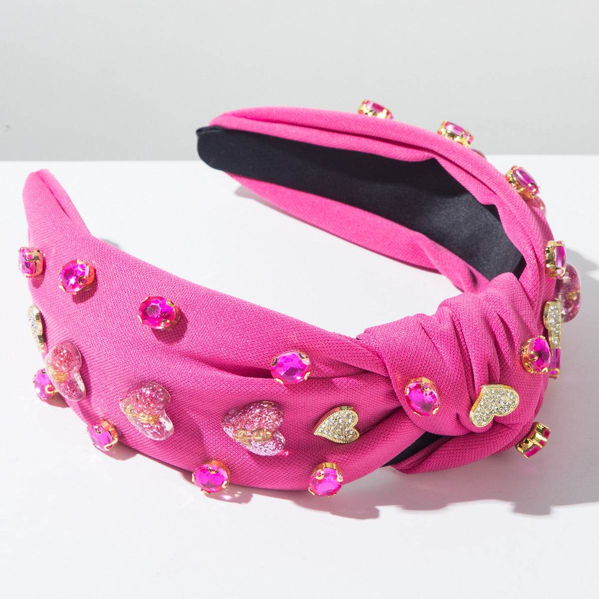 Wide Top Knot Headband With Love Heart