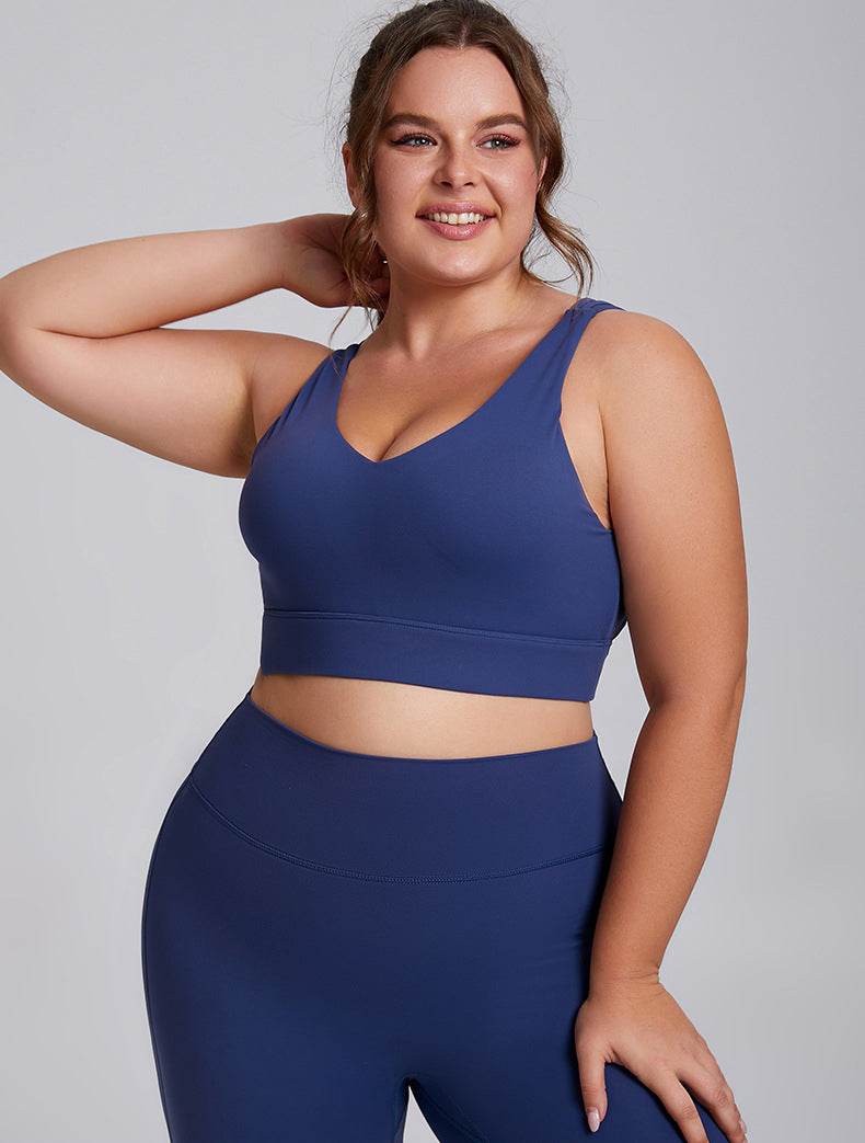 V Neck Cross Back Sports Bra