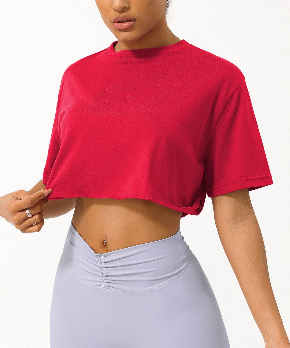 Workout Crop Tops Short Sleeve Yoga Shirts