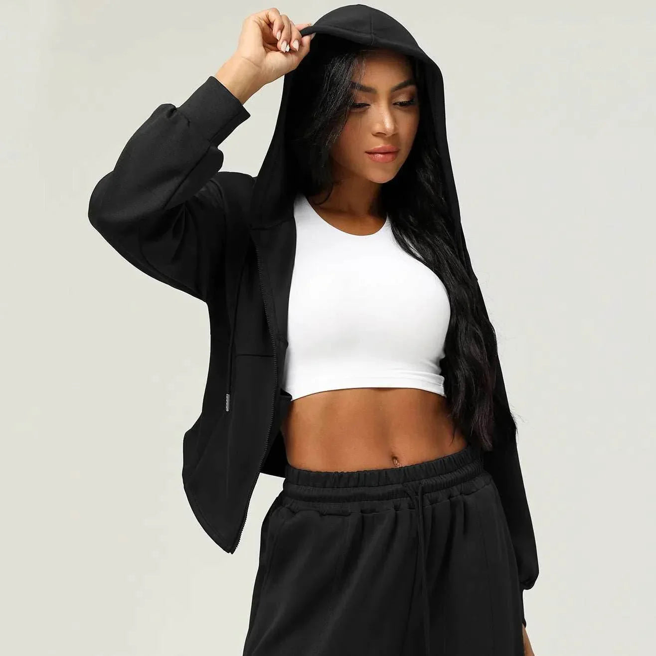 Long Sleeve Sports Coat With Hoodie -