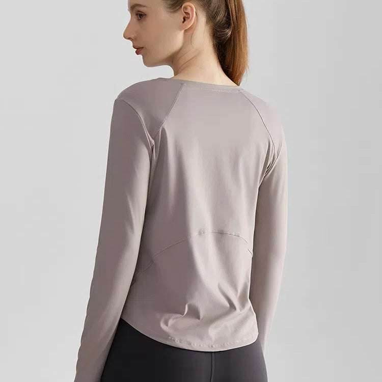 Long Sleeve Round Neckline Yoga T-Shirt