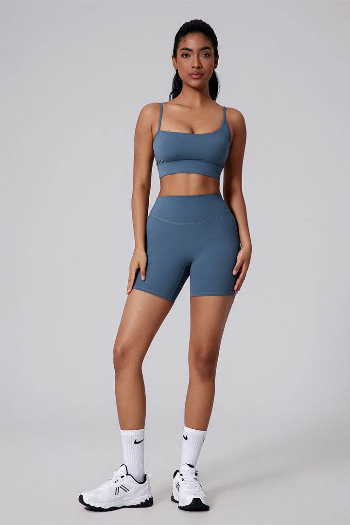 Square Neck Thin Strap Sports Bra