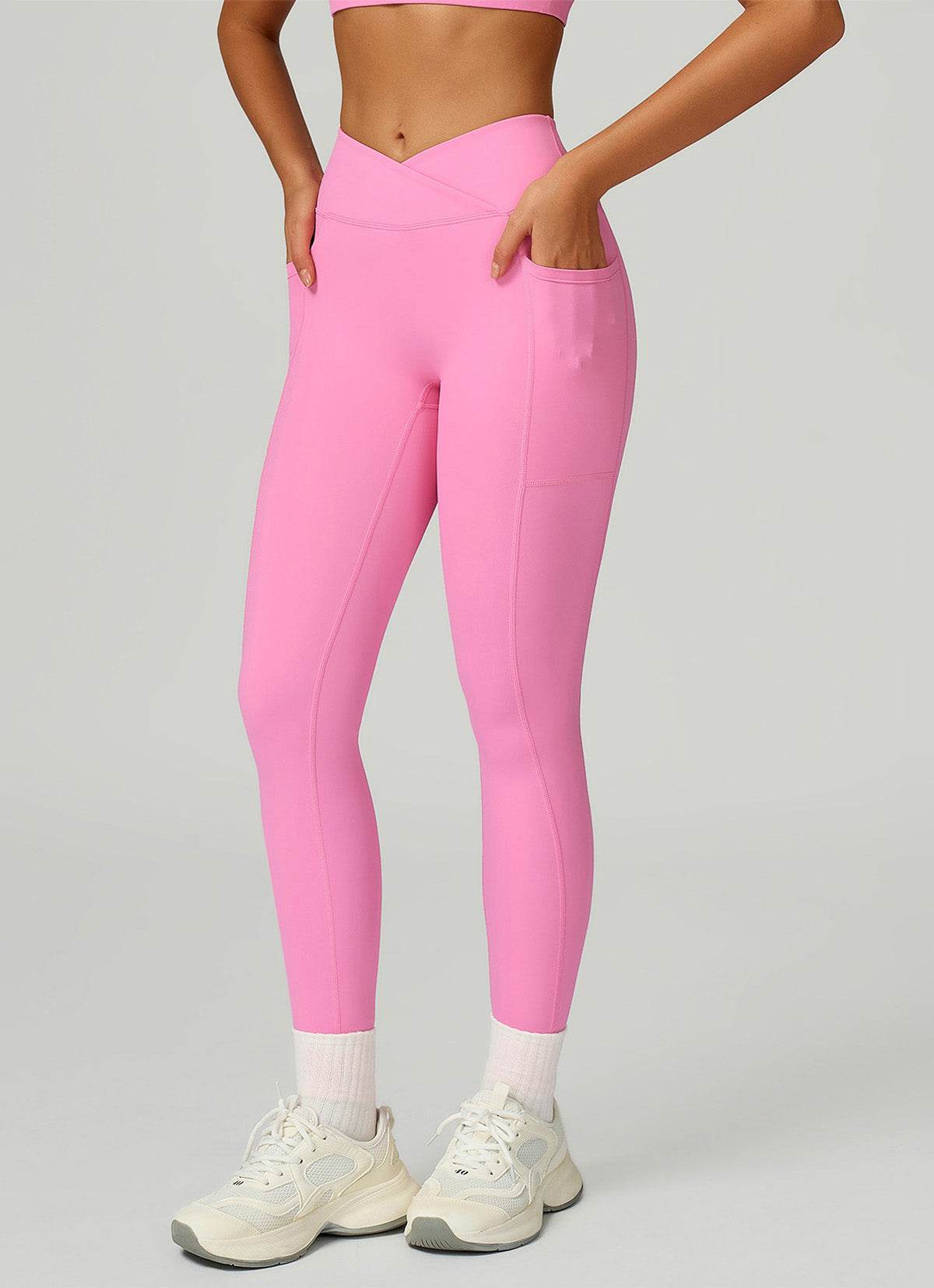 Cross Waist Yoga Leggings with Pockets