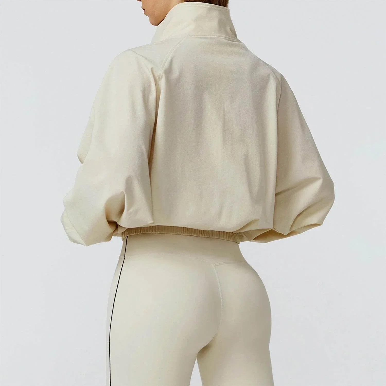 Full Zip Athletic Jacket Cropped Coats with Pockets