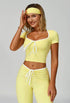 2 Pieces Activewear Set with Bow Crop Tops and Yoga Headband
