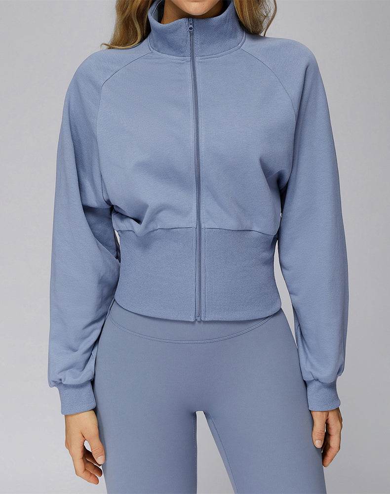 Zip Up Casual Jacket Workout Long Sleeve Crop Tops