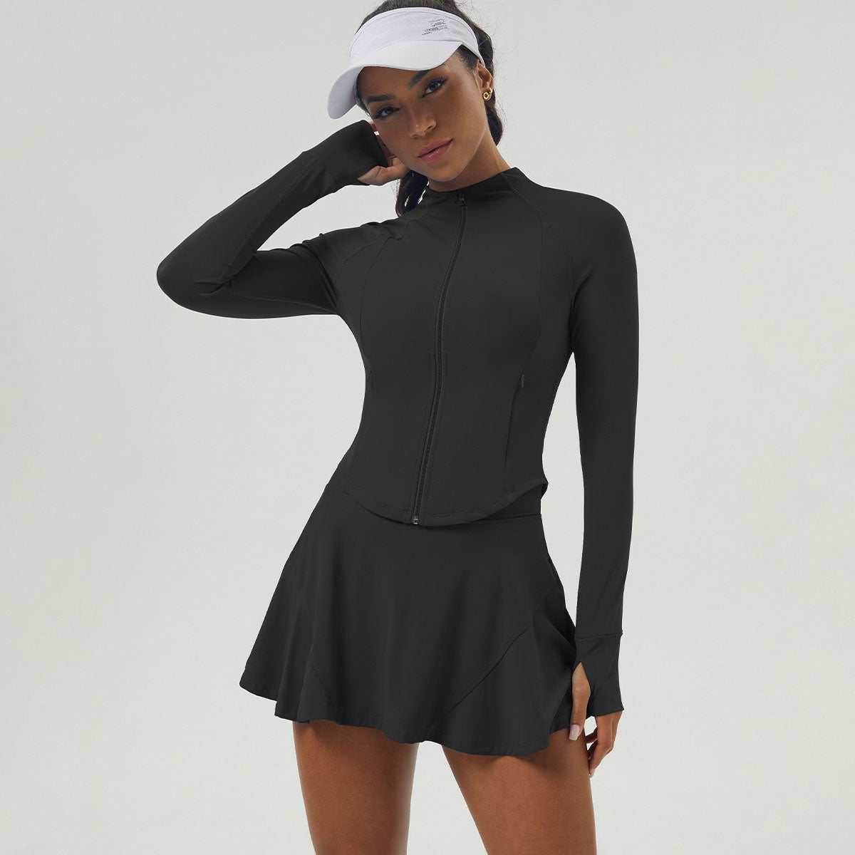 Sports Tennis Dress Set With Jacket and Skirt
