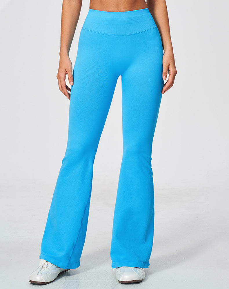 Ribbed High Waisted Seamless Workout Flare Pants