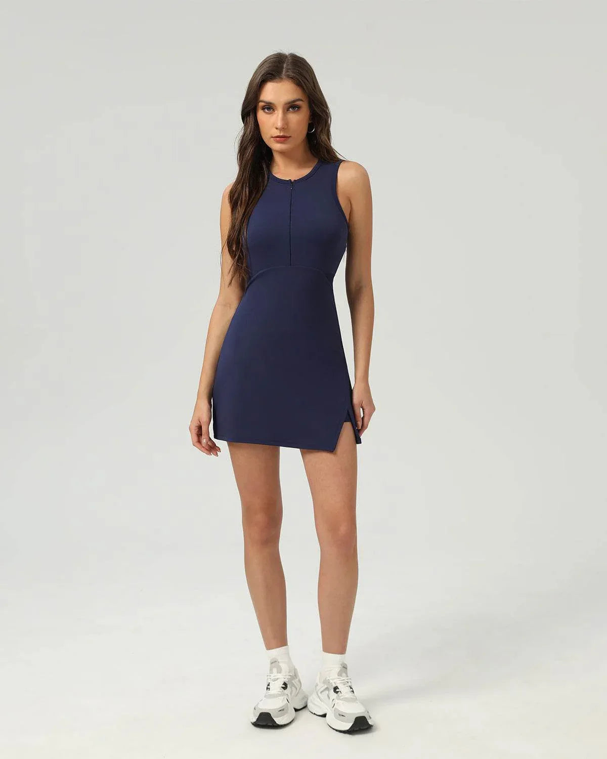 Sleeveless Tennis Athletic Dress with Short - Dark Blue