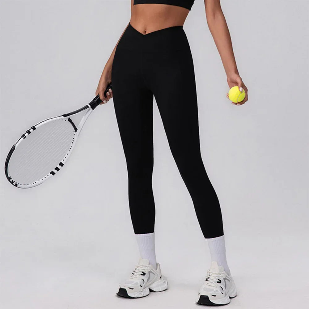 V Cross High Waist Butt Lifting Workout Leggings -