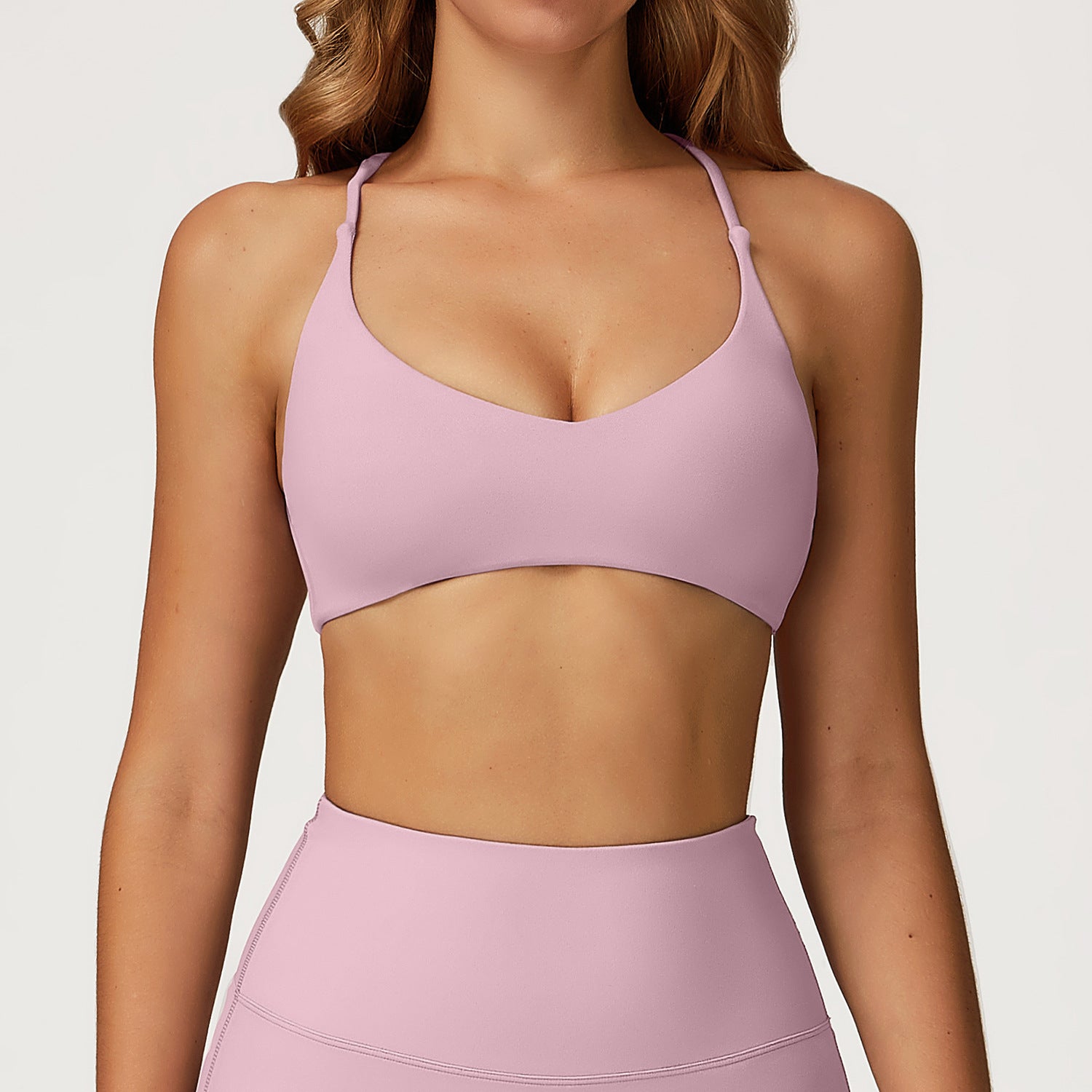 Spaghetti Straps Cross Back Sports Bra