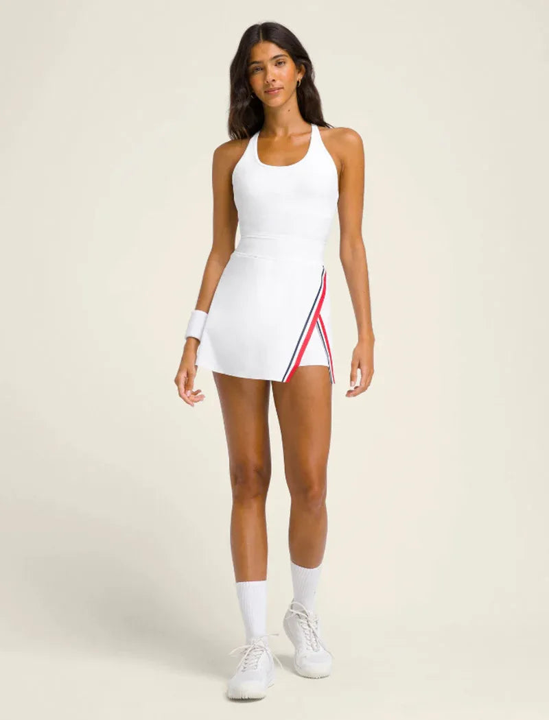 Racerback Tennis Golf Mini Dresses with Short and Pocket -
