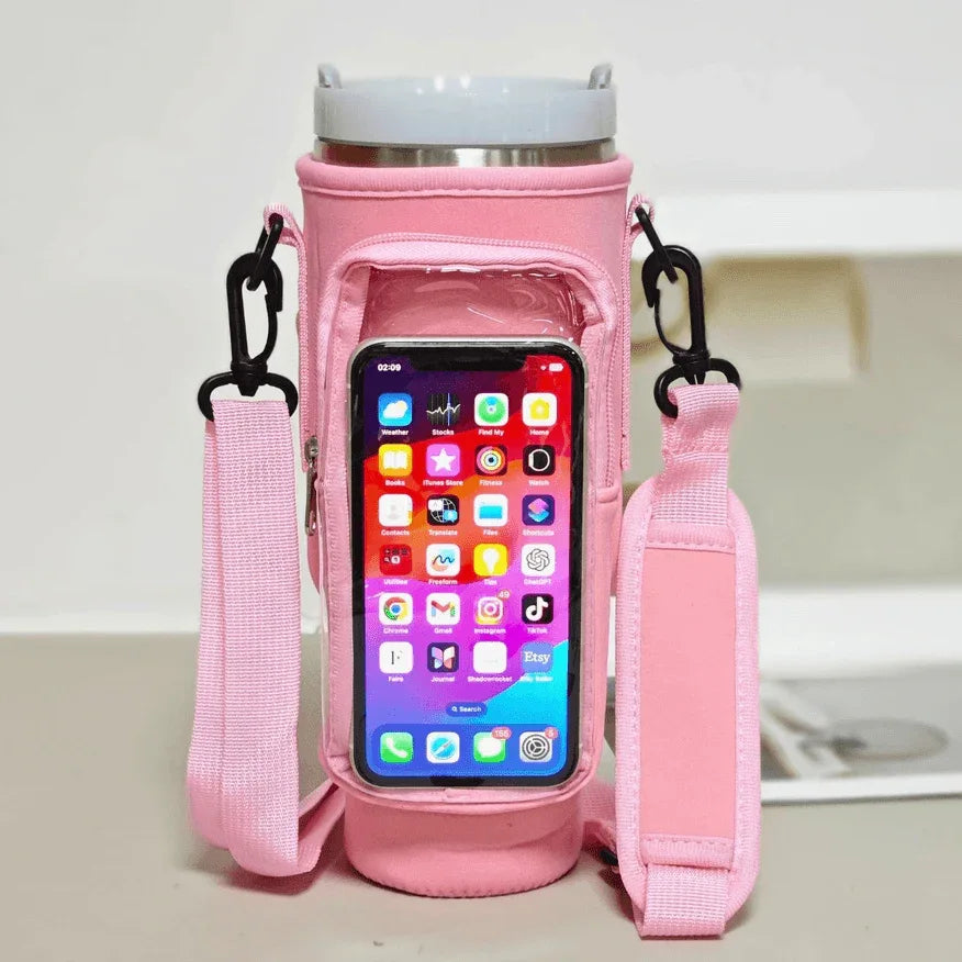 PVC Stanley Water Bottle Carrier Bag for 40oz - Pink