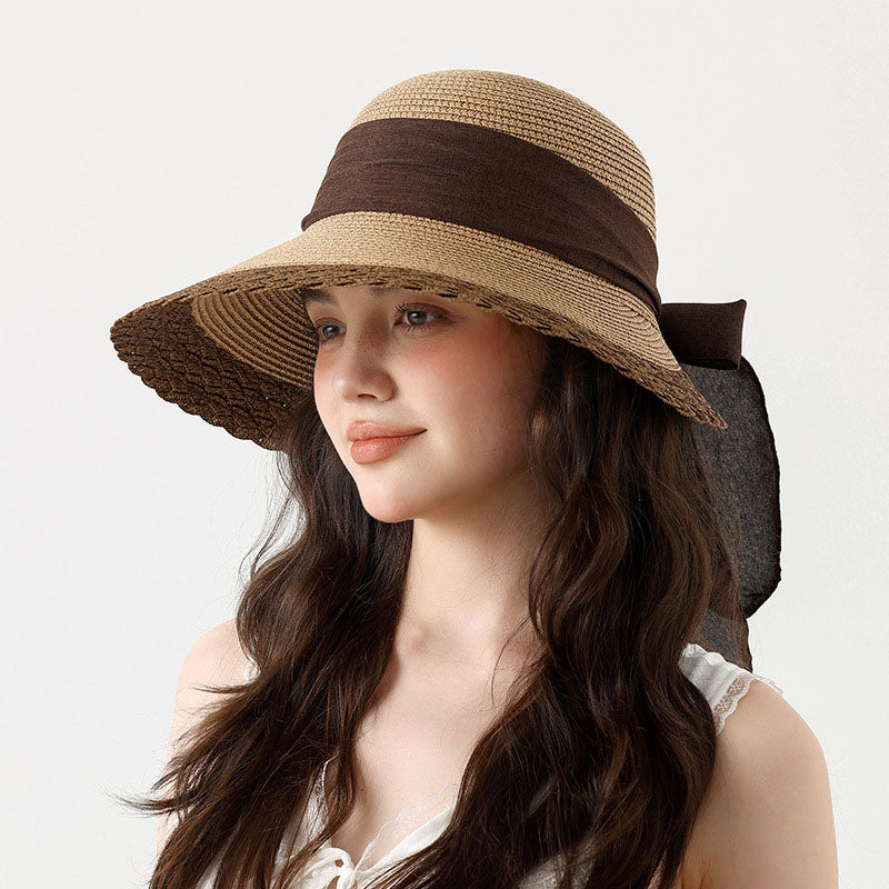 Summer Beach Straw Peach Shaped Hat with Bow