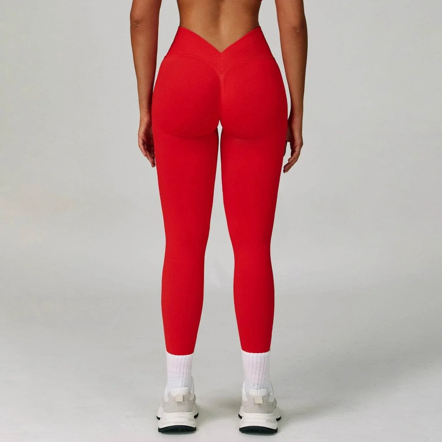V Back High Waist Biker Legging -